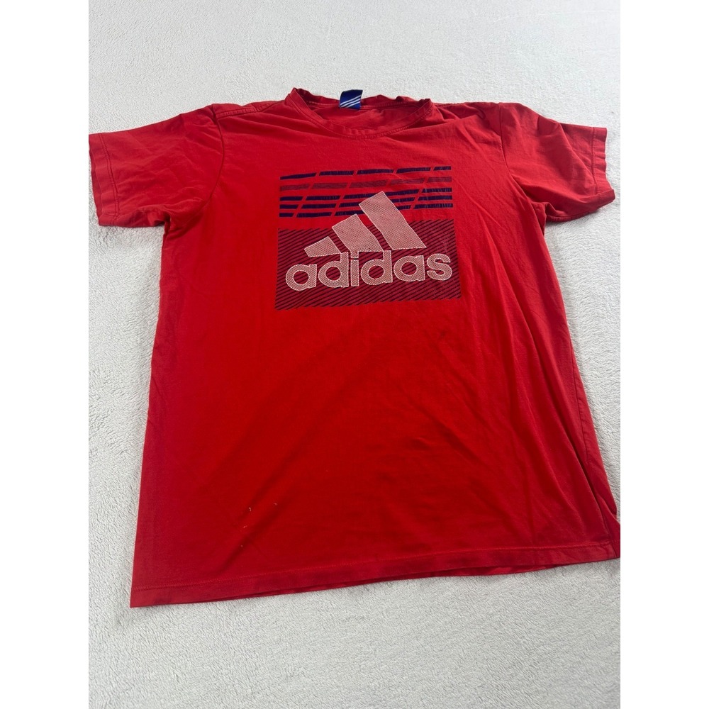Adidas T-Shirt Mens M Red Illuminate Logo Crew Neck Short Sleeve Performance - Picture 2 of 6